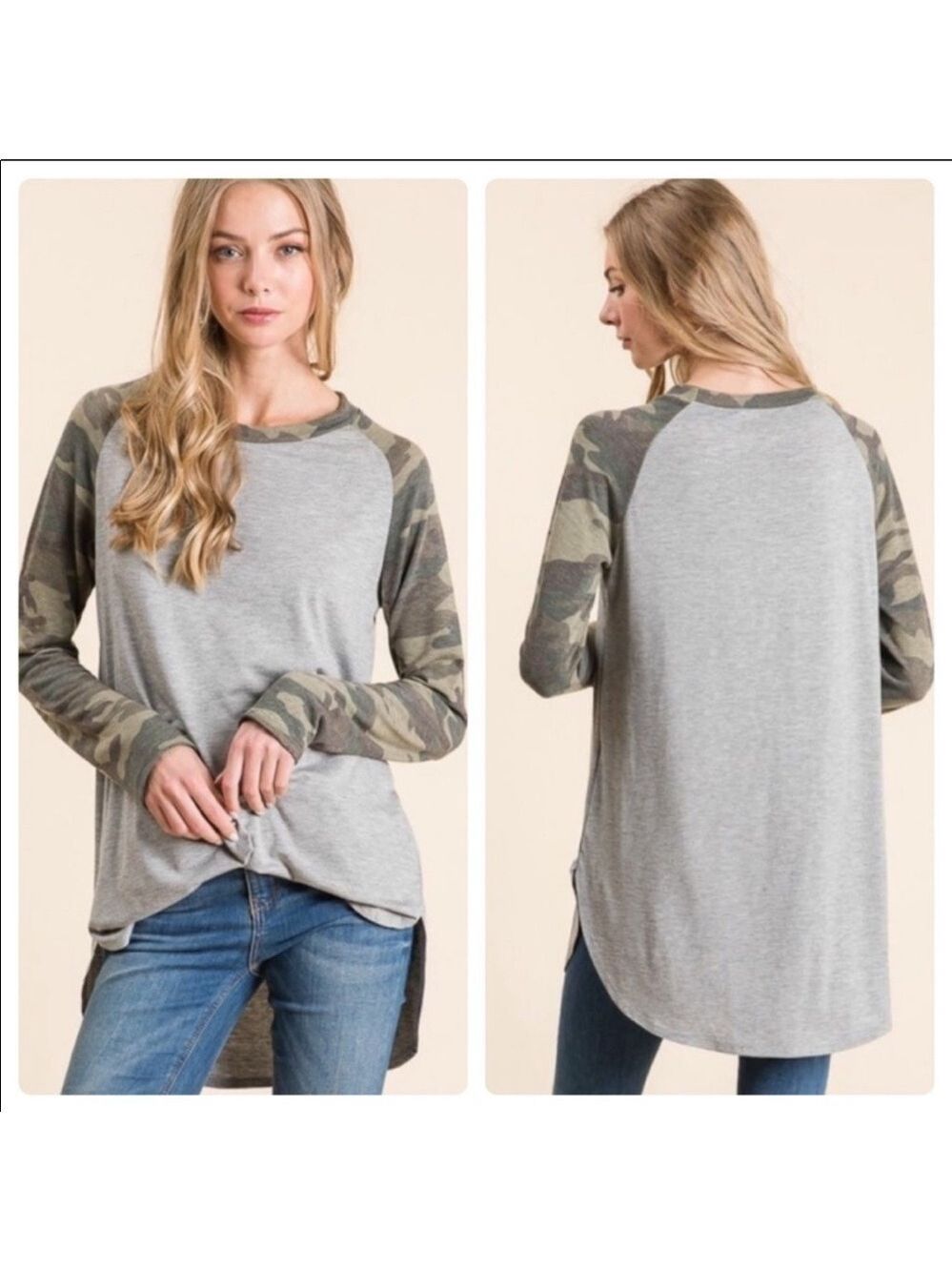 Gray Camo Long Sleeve T Shirt